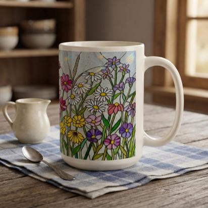 Floral Cups -  Large and Small Ceramic Mugs
