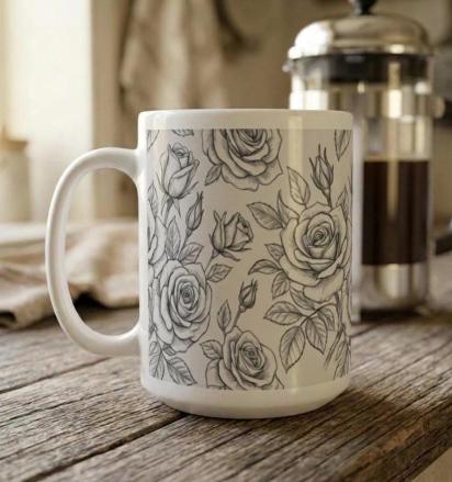 Roses - Floral Cups -  Large and Small Ceramic Mugs