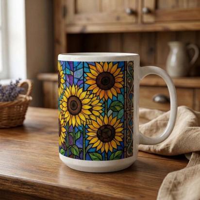 Sunflower Cups Set - Large and Small Mugs