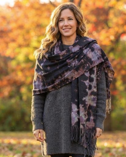 Hand Dyed Tie Dye Pashmina, Blanket Shawl, Wide Scarf, Head Wrap - Rayon Shawl