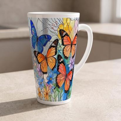 Latte 17oz Ceramic Mug - Coffee or Tea Cup, Extra Tall