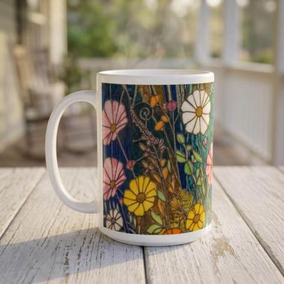 Floral Cups -  Large and Small Ceramic Mugs